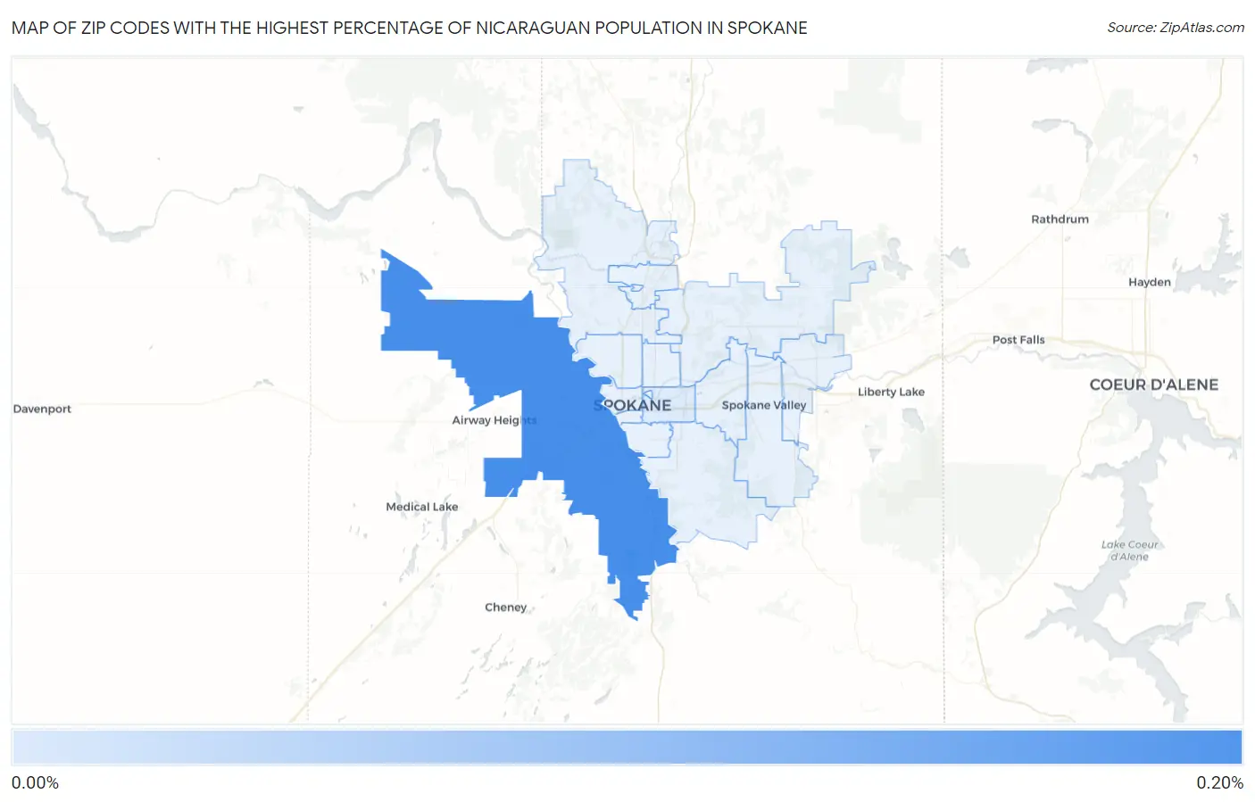 Zip Codes with the Highest Percentage of Nicaraguan Population in Spokane Map