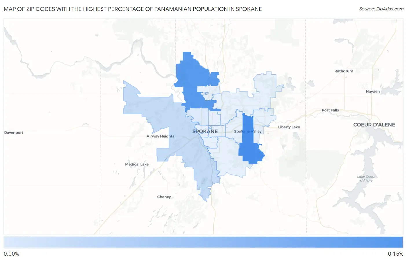 Zip Codes with the Highest Percentage of Panamanian Population in Spokane Map