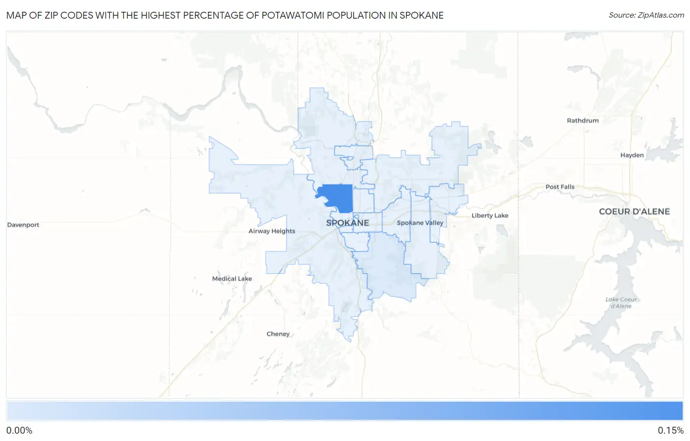 Zip Codes with the Highest Percentage of Potawatomi Population in Spokane Map