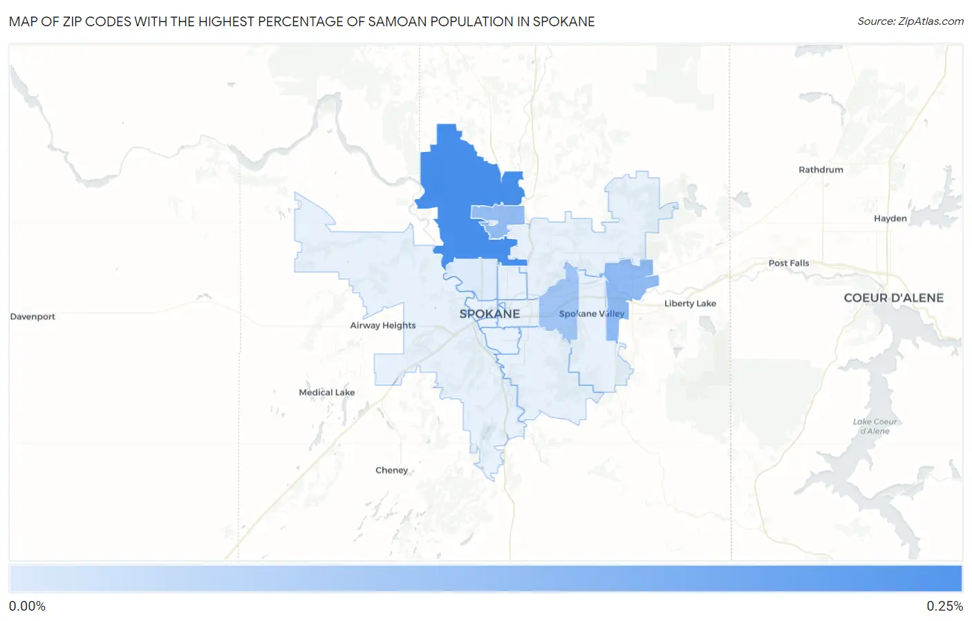 Zip Codes with the Highest Percentage of Samoan Population in Spokane Map