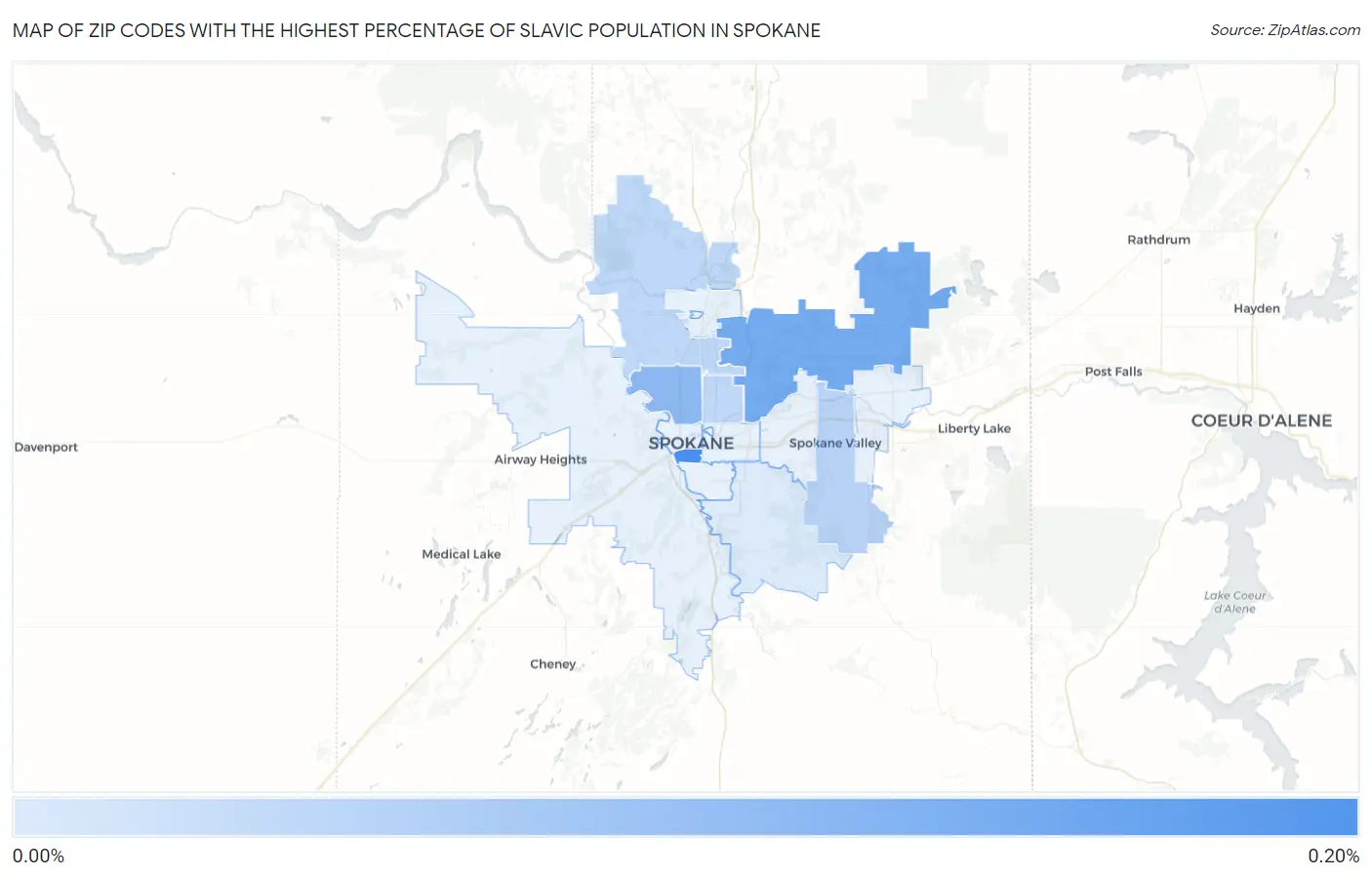 Zip Codes with the Highest Percentage of Slavic Population in Spokane Map
