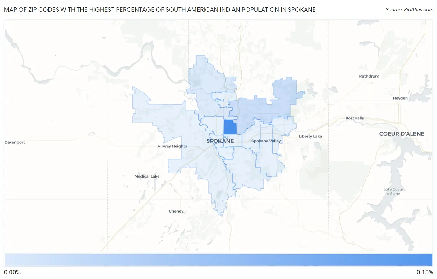 Zip Codes with the Highest Percentage of South American Indian Population in Spokane Map