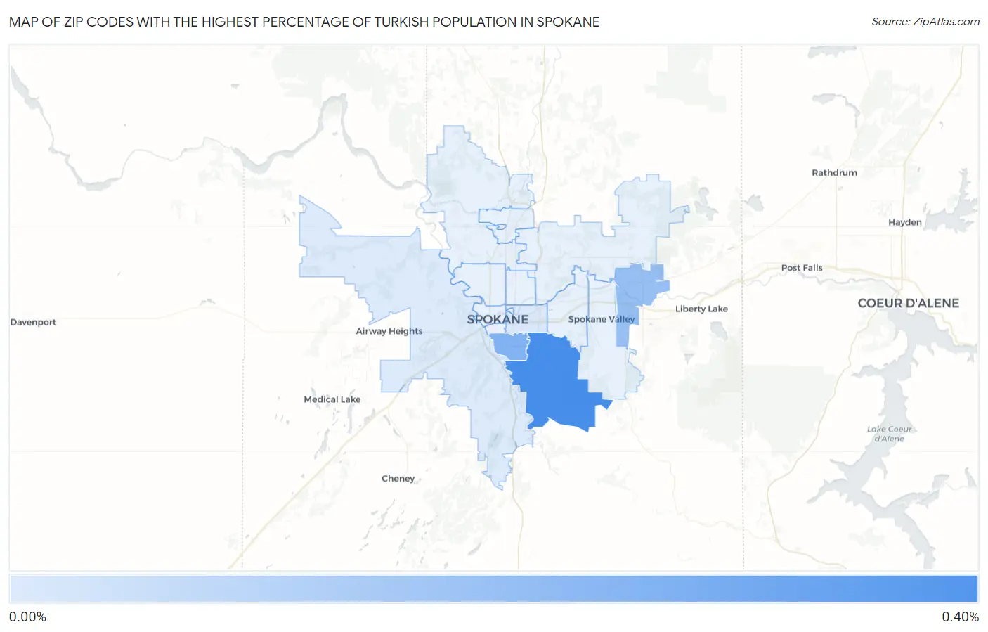 Zip Codes with the Highest Percentage of Turkish Population in Spokane Map