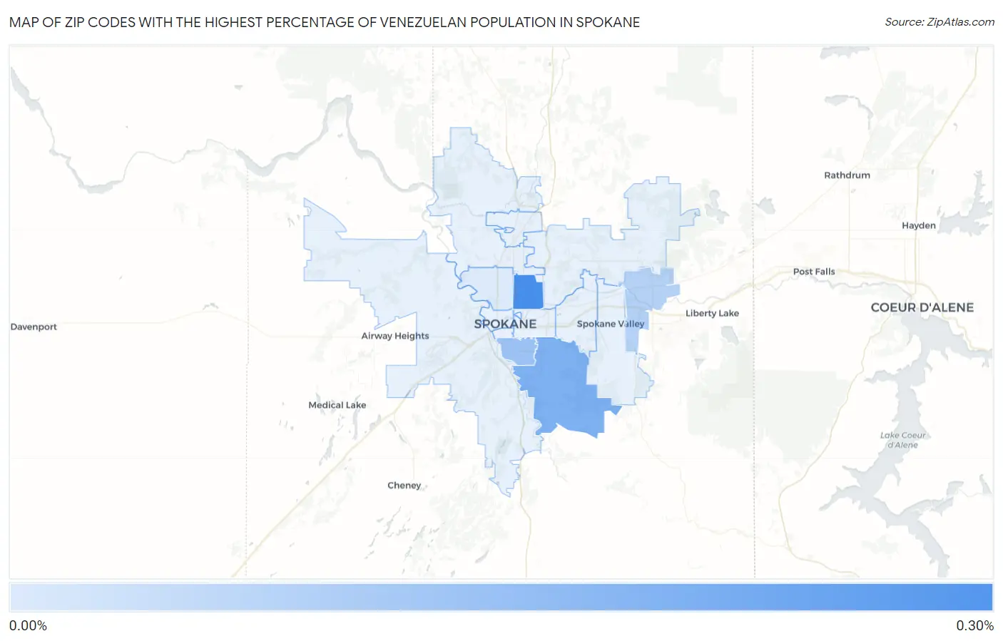 Zip Codes with the Highest Percentage of Venezuelan Population in Spokane Map