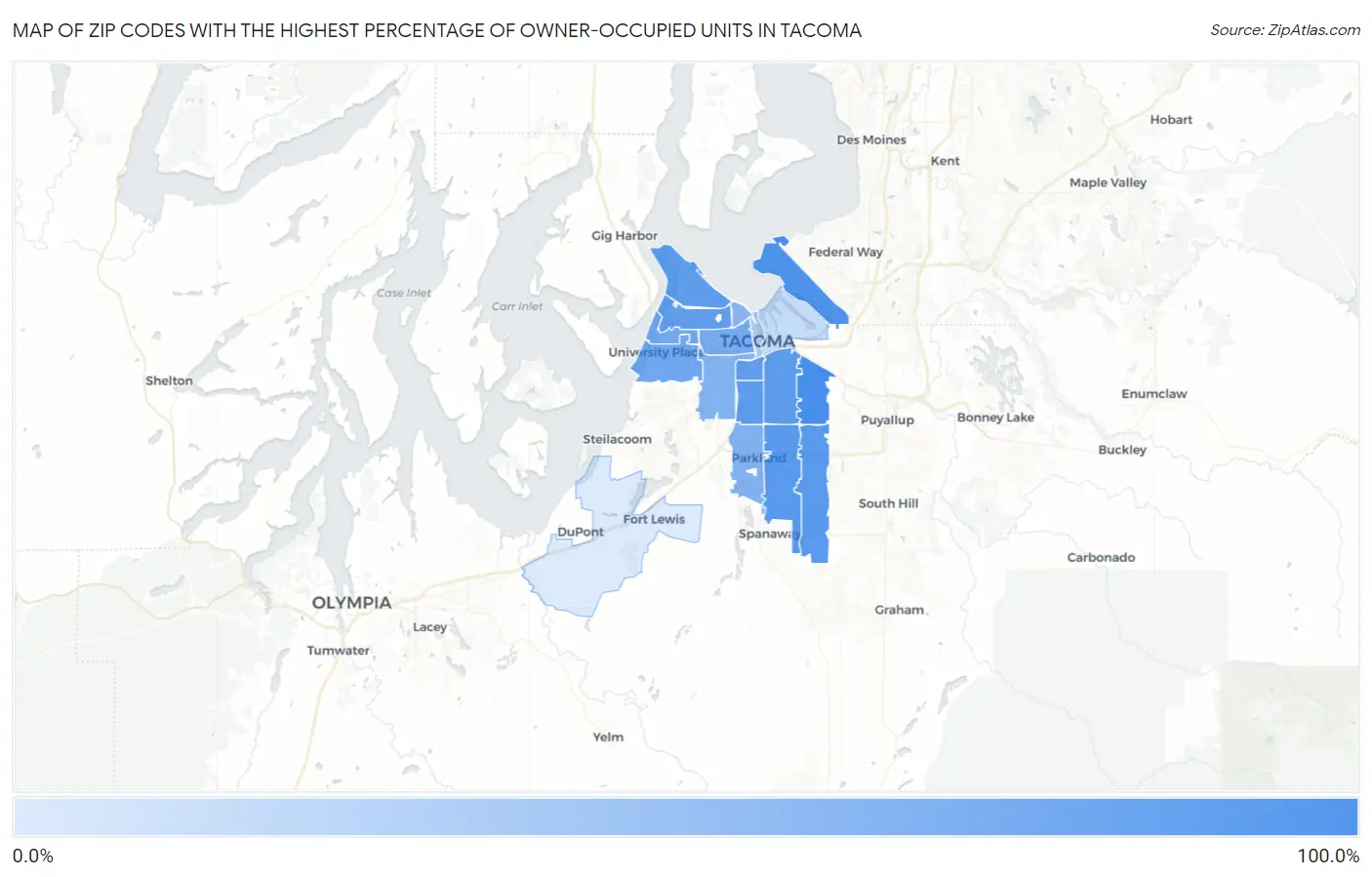 Zip Codes with the Highest Percentage of Owner-Occupied Units in Tacoma Map