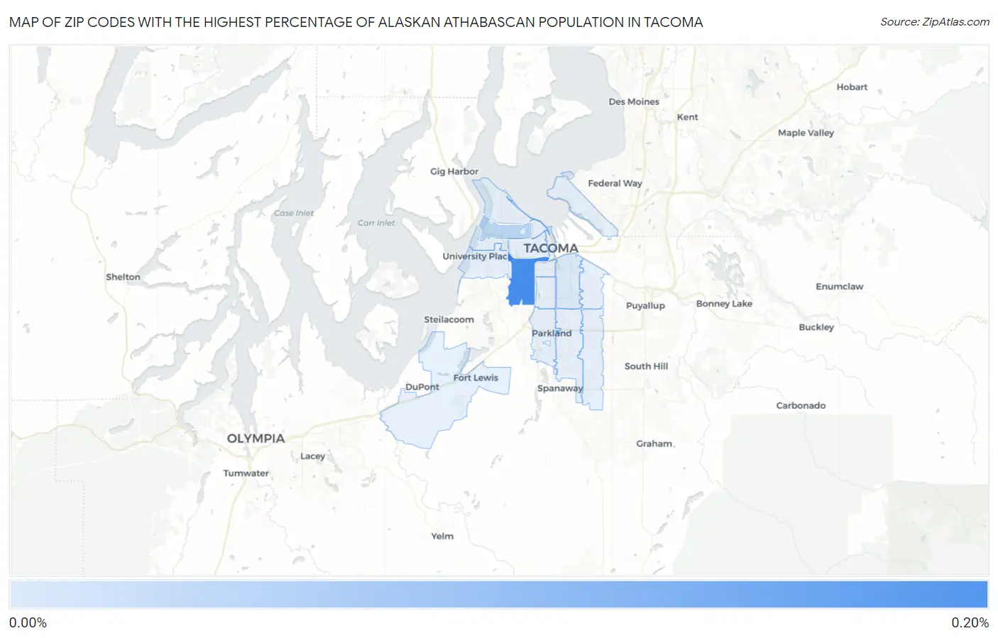Zip Codes with the Highest Percentage of Alaskan Athabascan Population in Tacoma Map