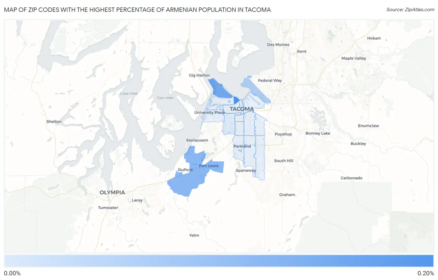 Zip Codes with the Highest Percentage of Armenian Population in Tacoma Map