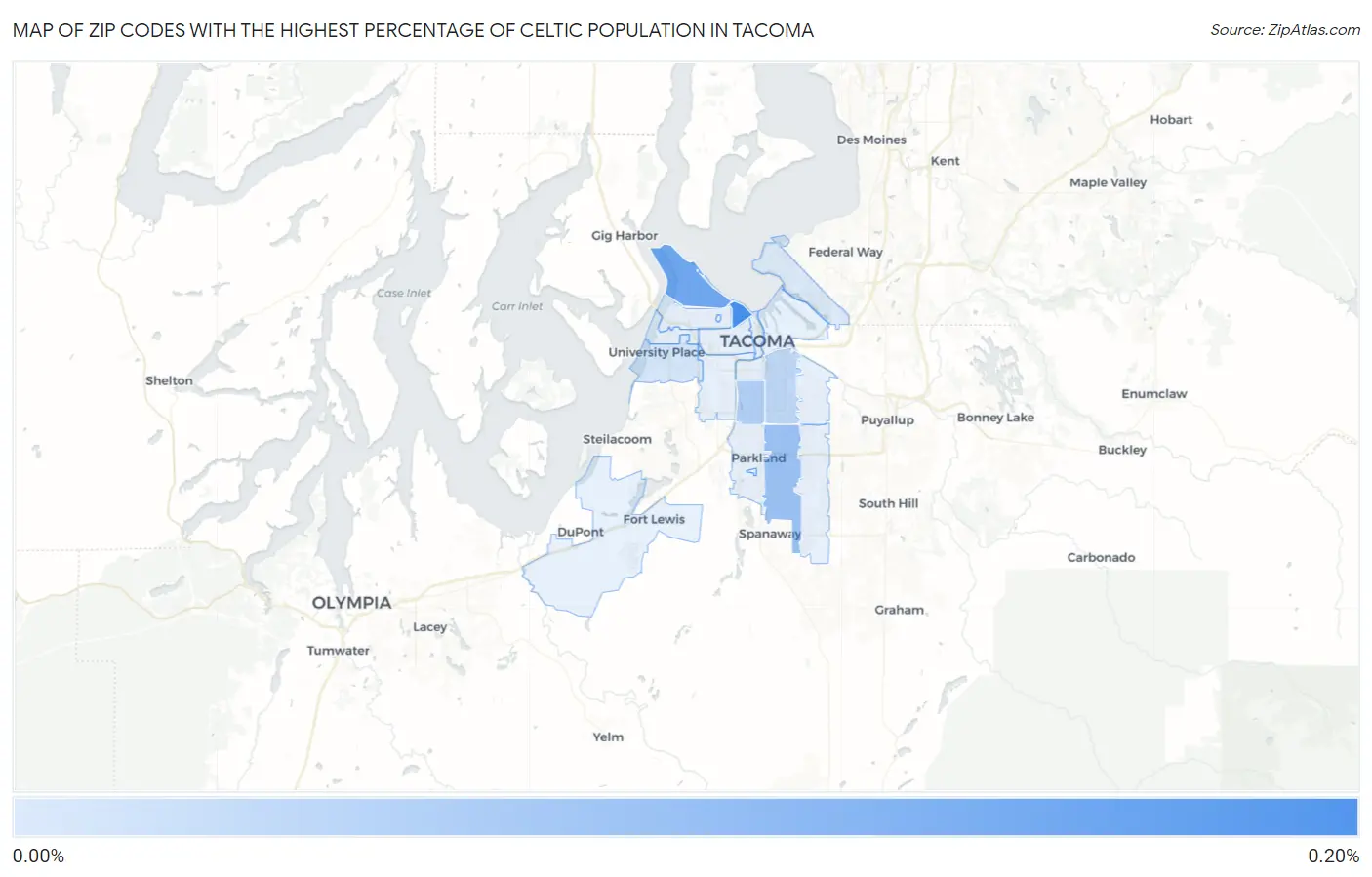 Zip Codes with the Highest Percentage of Celtic Population in Tacoma Map
