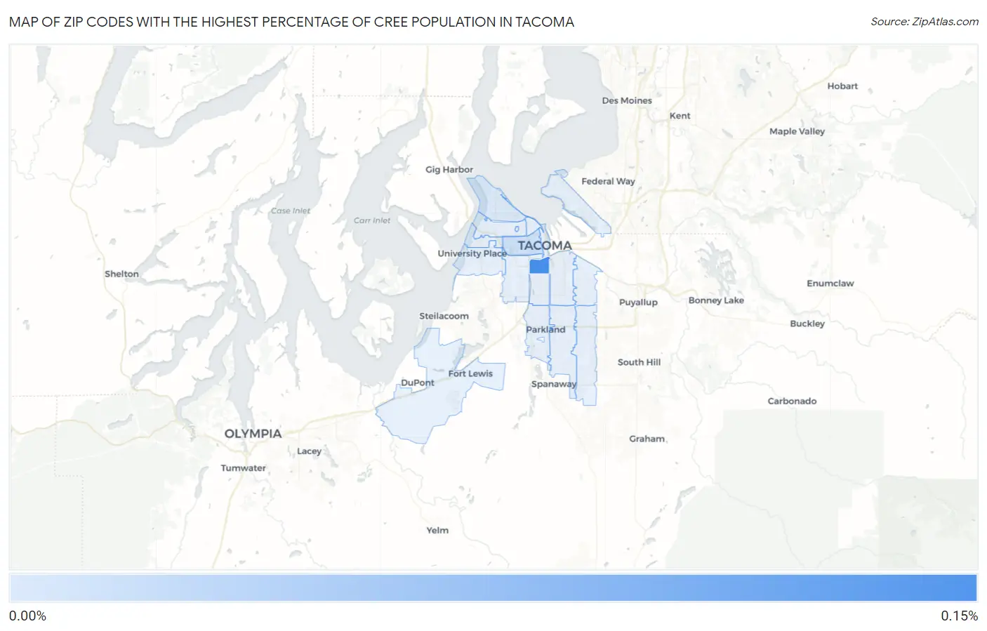 Zip Codes with the Highest Percentage of Cree Population in Tacoma Map