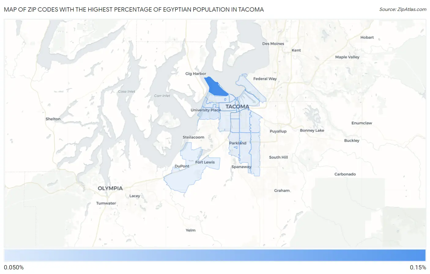 Zip Codes with the Highest Percentage of Egyptian Population in Tacoma Map