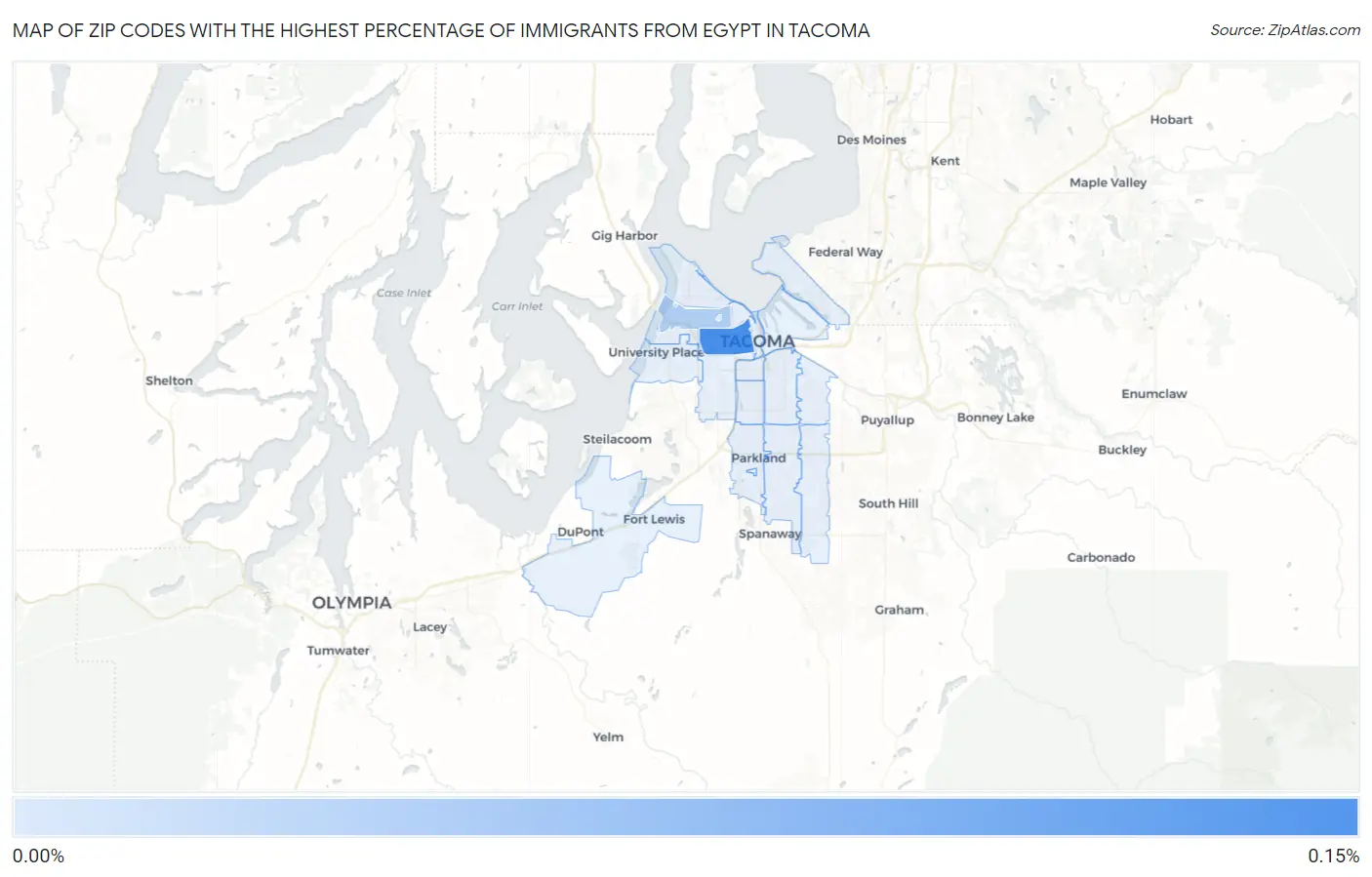 Zip Codes with the Highest Percentage of Immigrants from Egypt in Tacoma Map