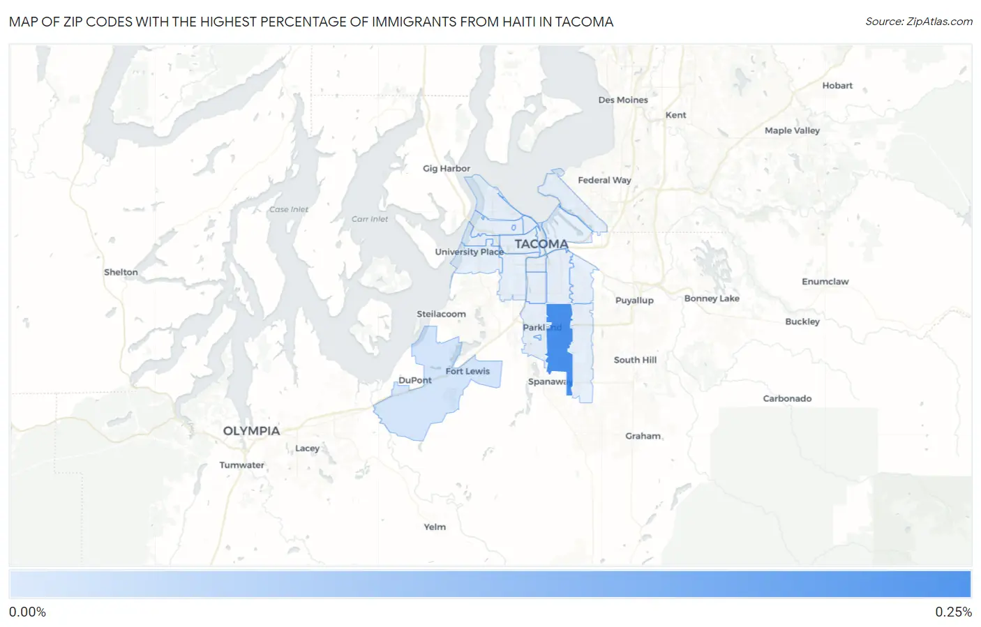 Zip Codes with the Highest Percentage of Immigrants from Haiti in Tacoma Map