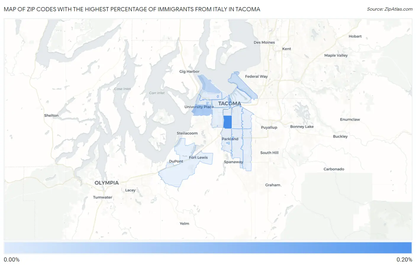 Zip Codes with the Highest Percentage of Immigrants from Italy in Tacoma Map