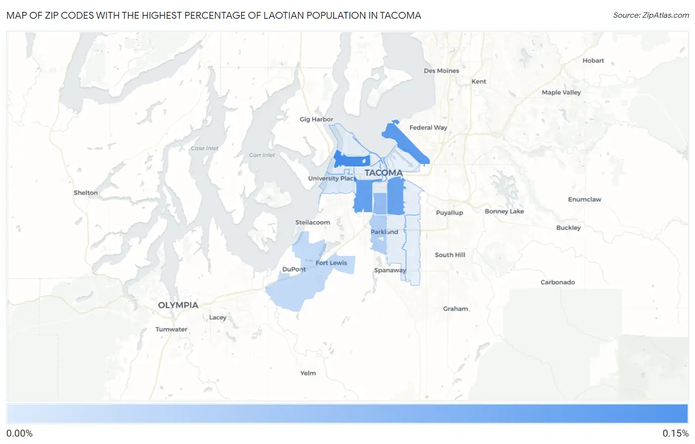 Zip Codes with the Highest Percentage of Laotian Population in Tacoma Map