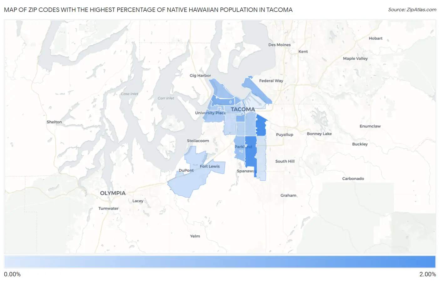 Zip Codes with the Highest Percentage of Native Hawaiian Population in Tacoma Map