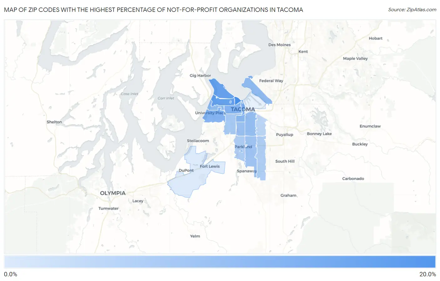 Zip Codes with the Highest Percentage of Not-for-profit Organizations in Tacoma Map