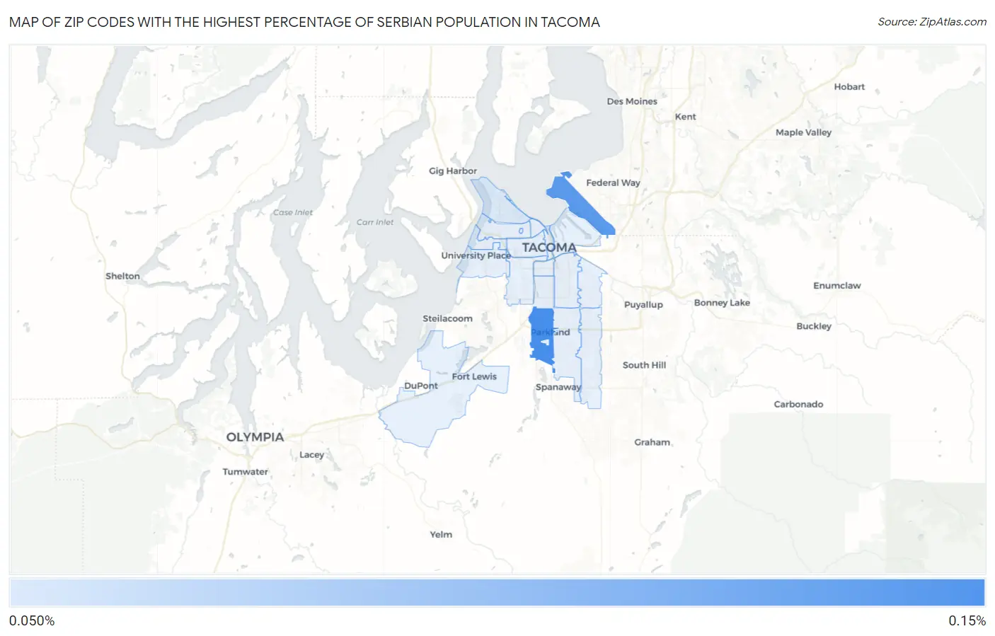 Zip Codes with the Highest Percentage of Serbian Population in Tacoma Map