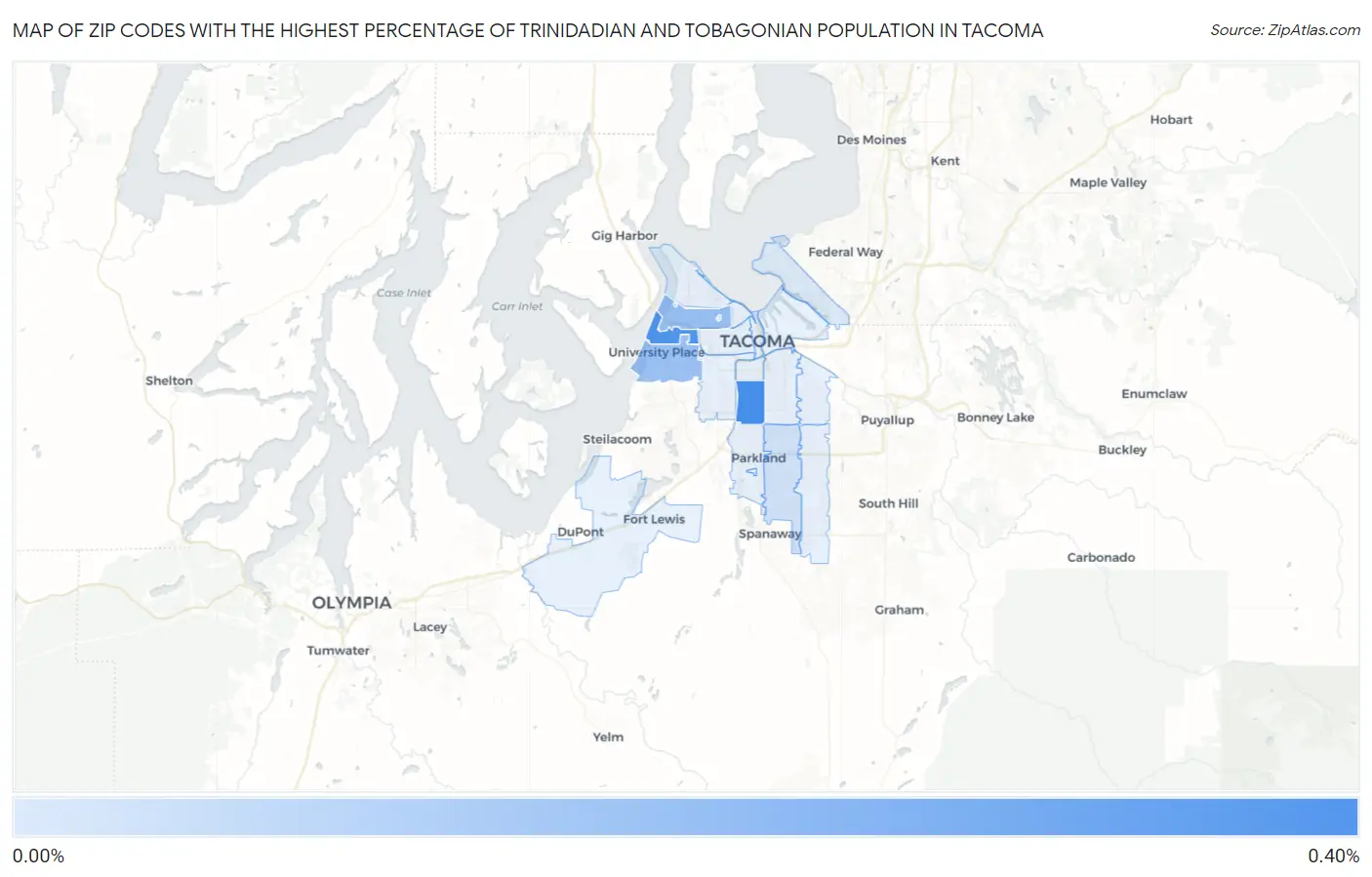 Zip Codes with the Highest Percentage of Trinidadian and Tobagonian Population in Tacoma Map