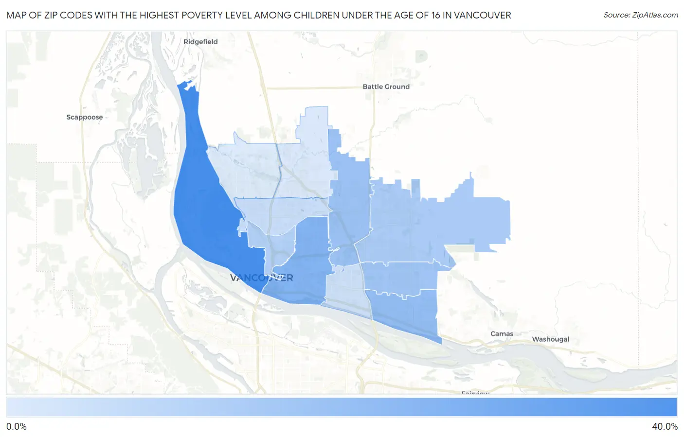 Zip Codes with the Highest Poverty Level Among Children Under the Age of 16 in Vancouver Map