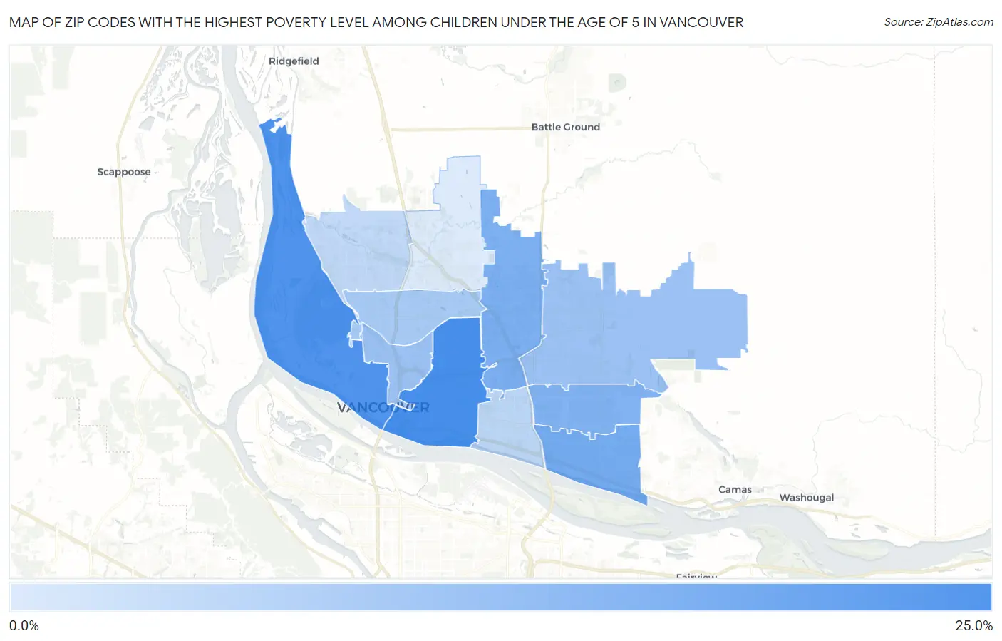 Zip Codes with the Highest Poverty Level Among Children Under the Age of 5 in Vancouver Map