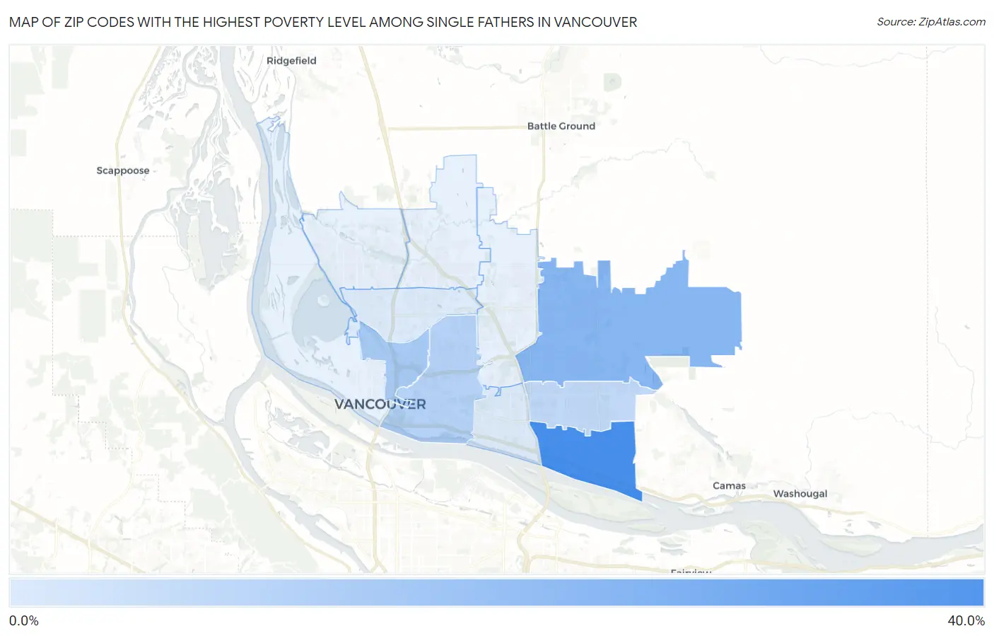 Zip Codes with the Highest Poverty Level Among Single Fathers in Vancouver Map