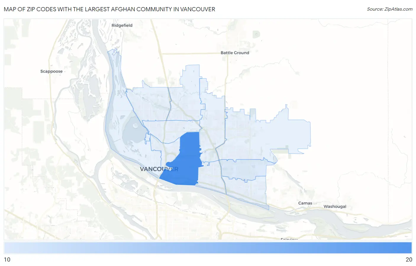 Zip Codes with the Largest Afghan Community in Vancouver Map