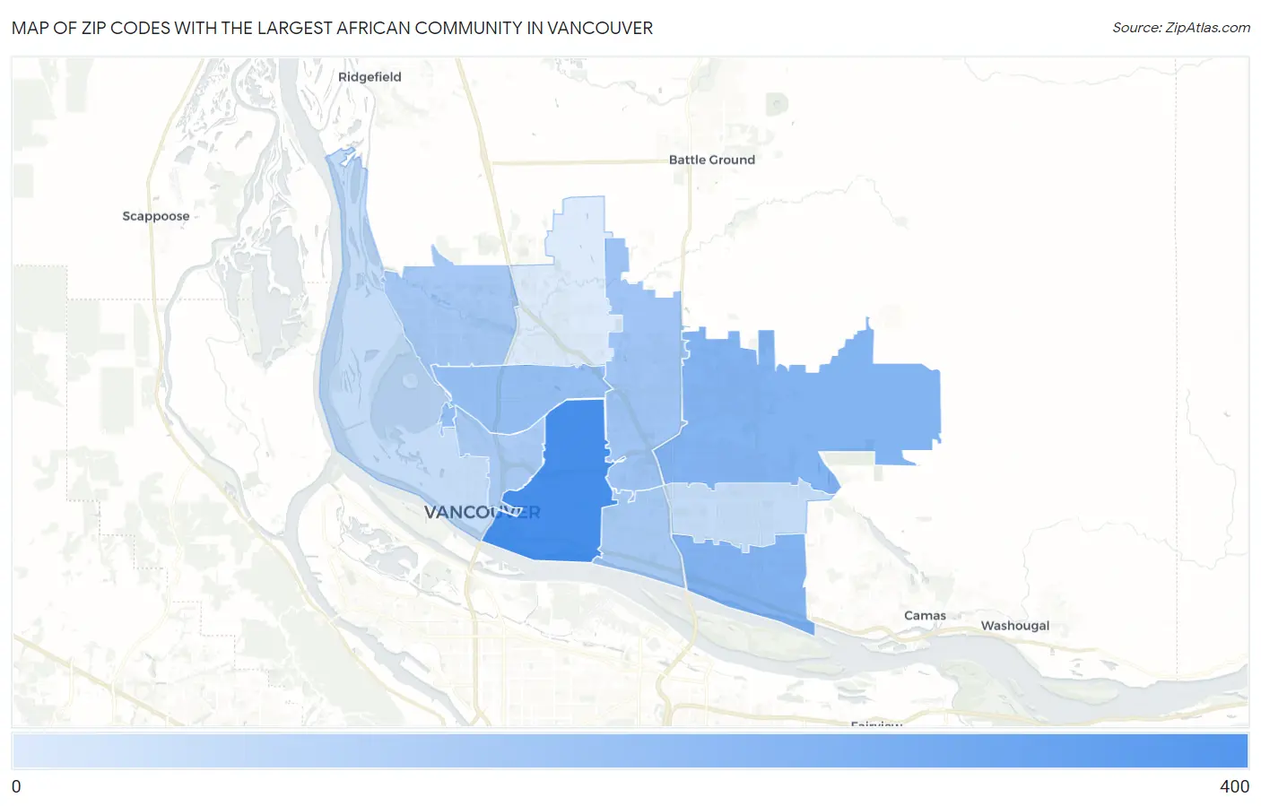 Zip Codes with the Largest African Community in Vancouver Map
