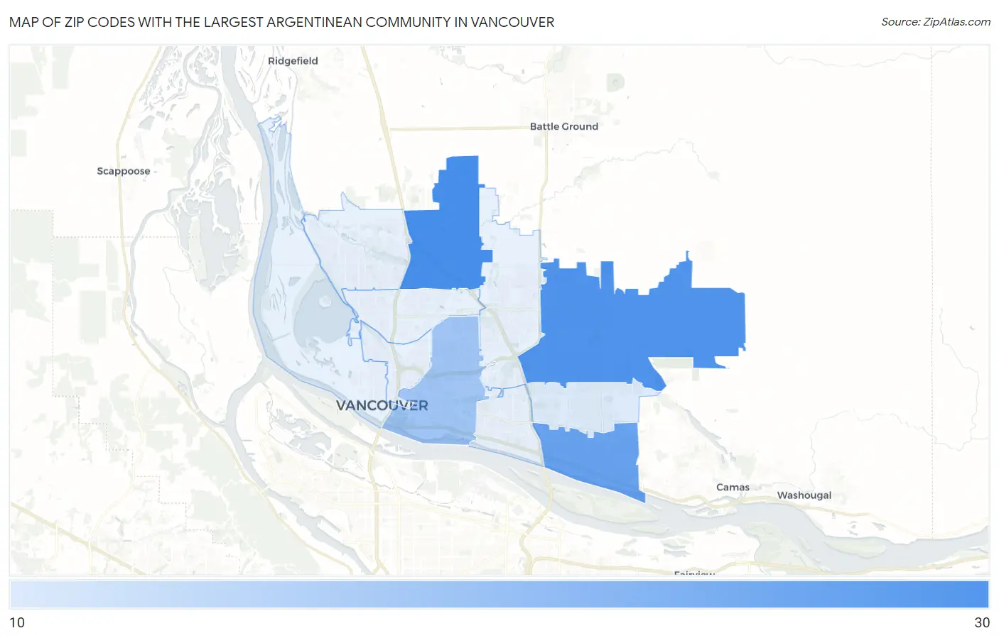 Zip Codes with the Largest Argentinean Community in Vancouver Map