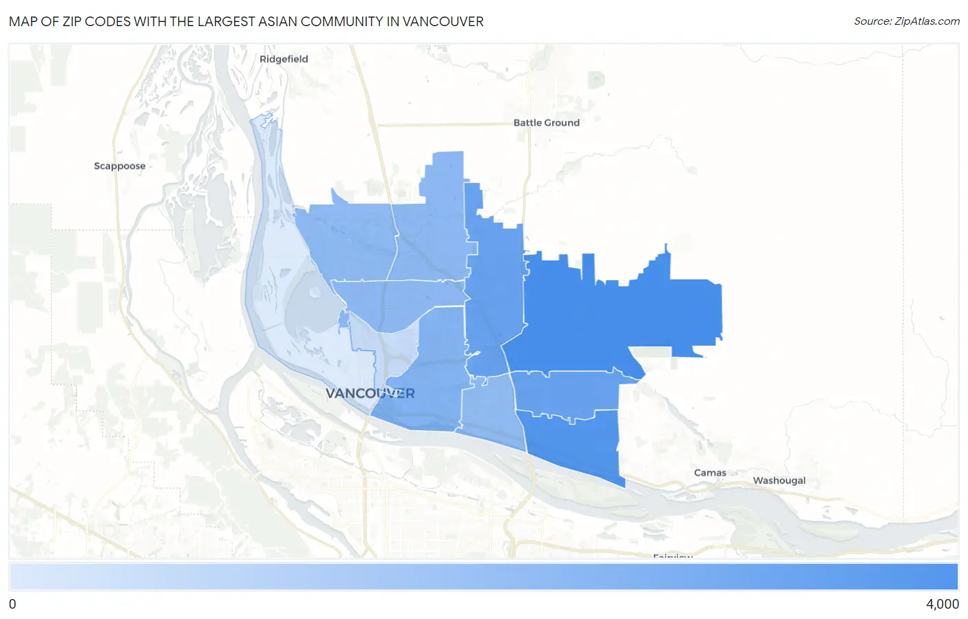 Zip Codes with the Largest Asian Community in Vancouver Map