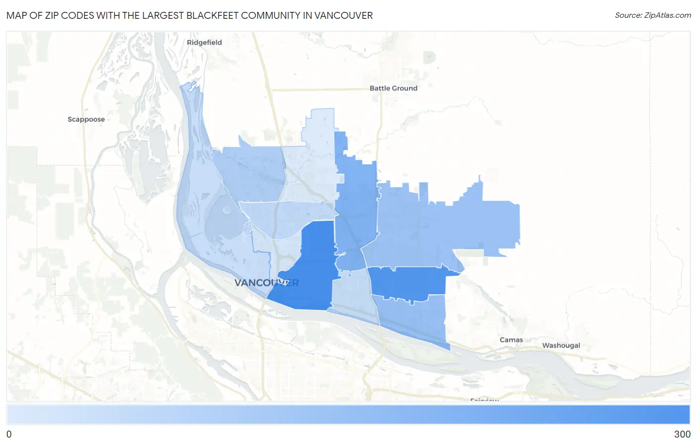 Zip Codes with the Largest Blackfeet Community in Vancouver Map