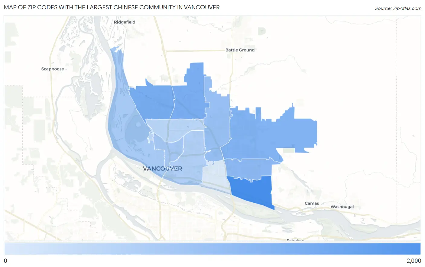 Zip Codes with the Largest Chinese Community in Vancouver Map