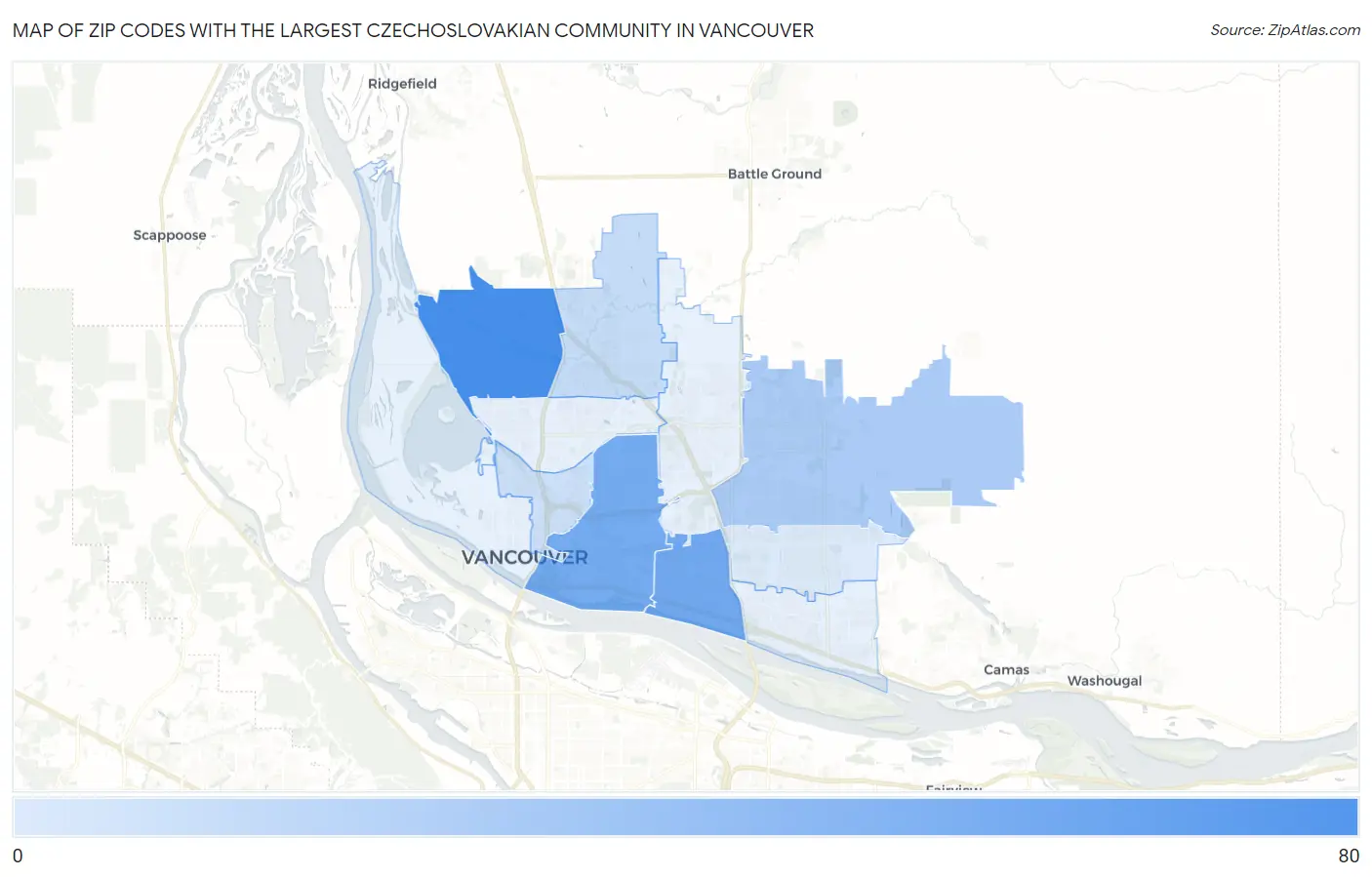 Zip Codes with the Largest Czechoslovakian Community in Vancouver Map