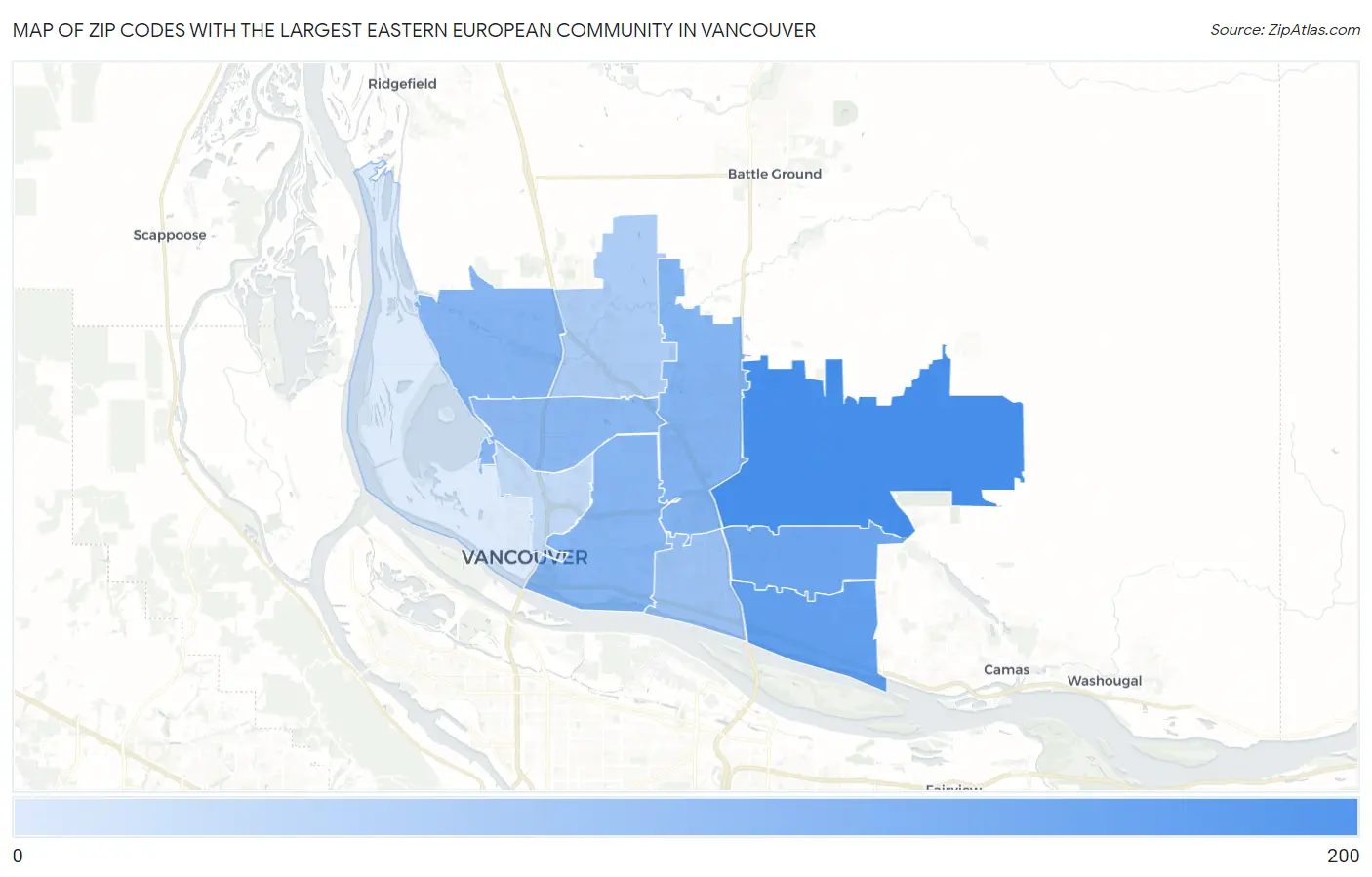 Zip Codes with the Largest Eastern European Community in Vancouver Map
