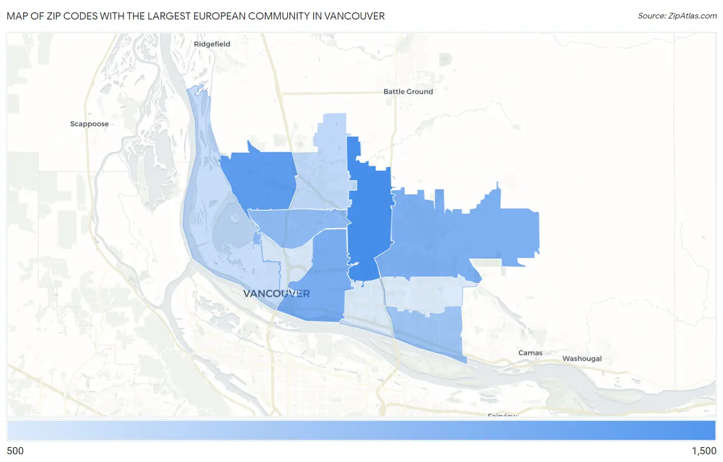 Zip Codes with the Largest European Community in Vancouver Map