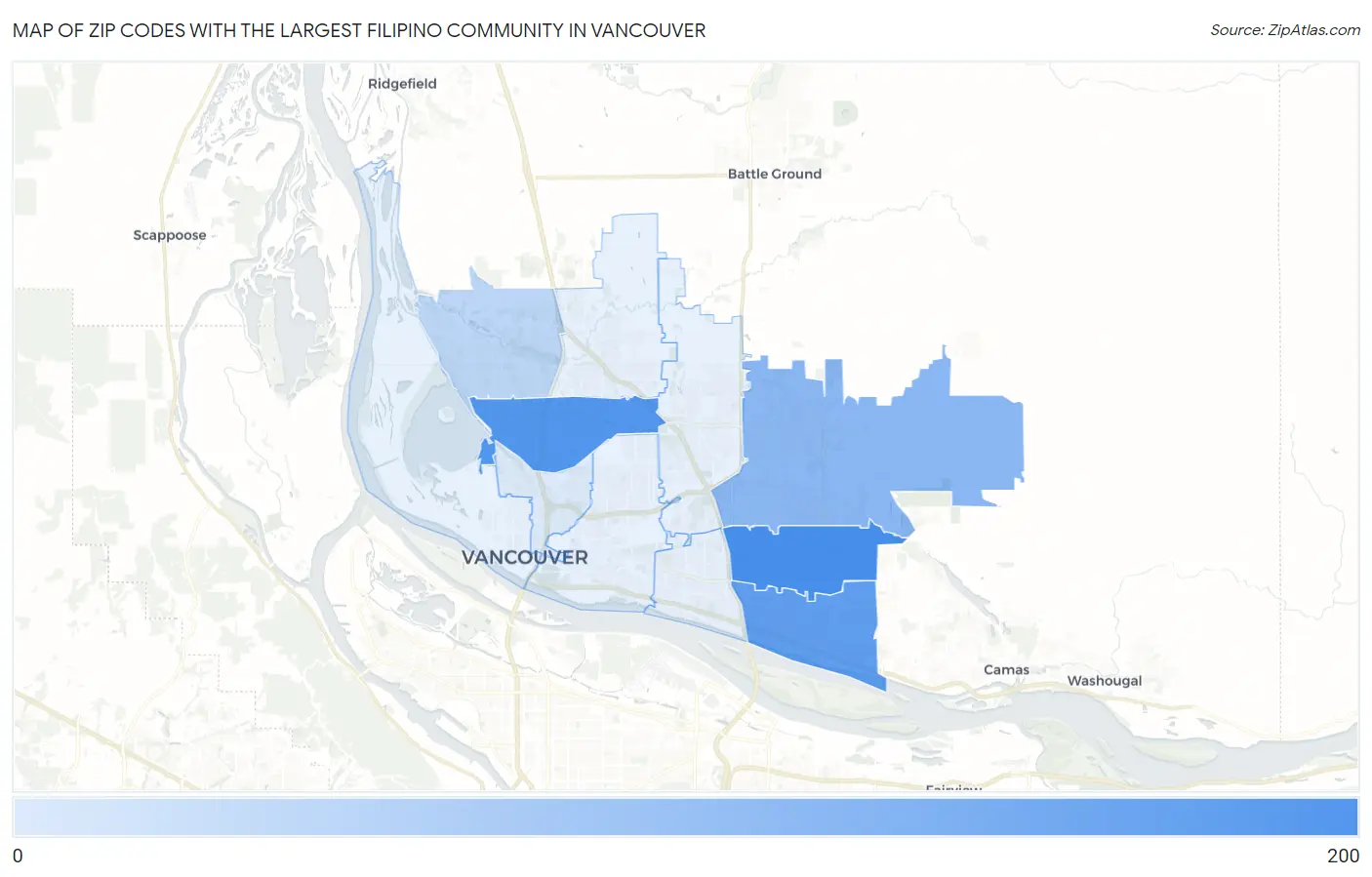 Zip Codes with the Largest Filipino Community in Vancouver Map