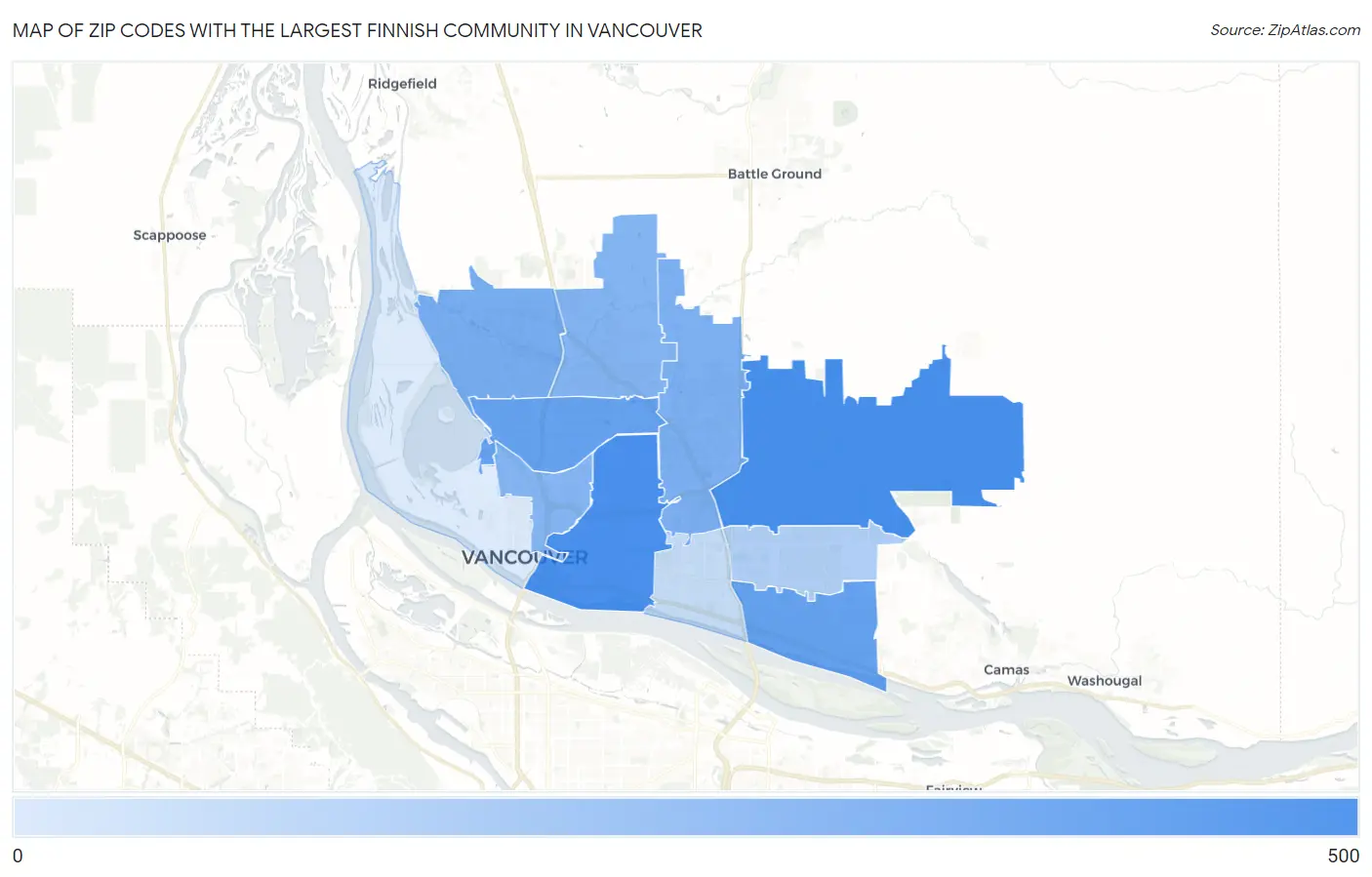 Zip Codes with the Largest Finnish Community in Vancouver Map