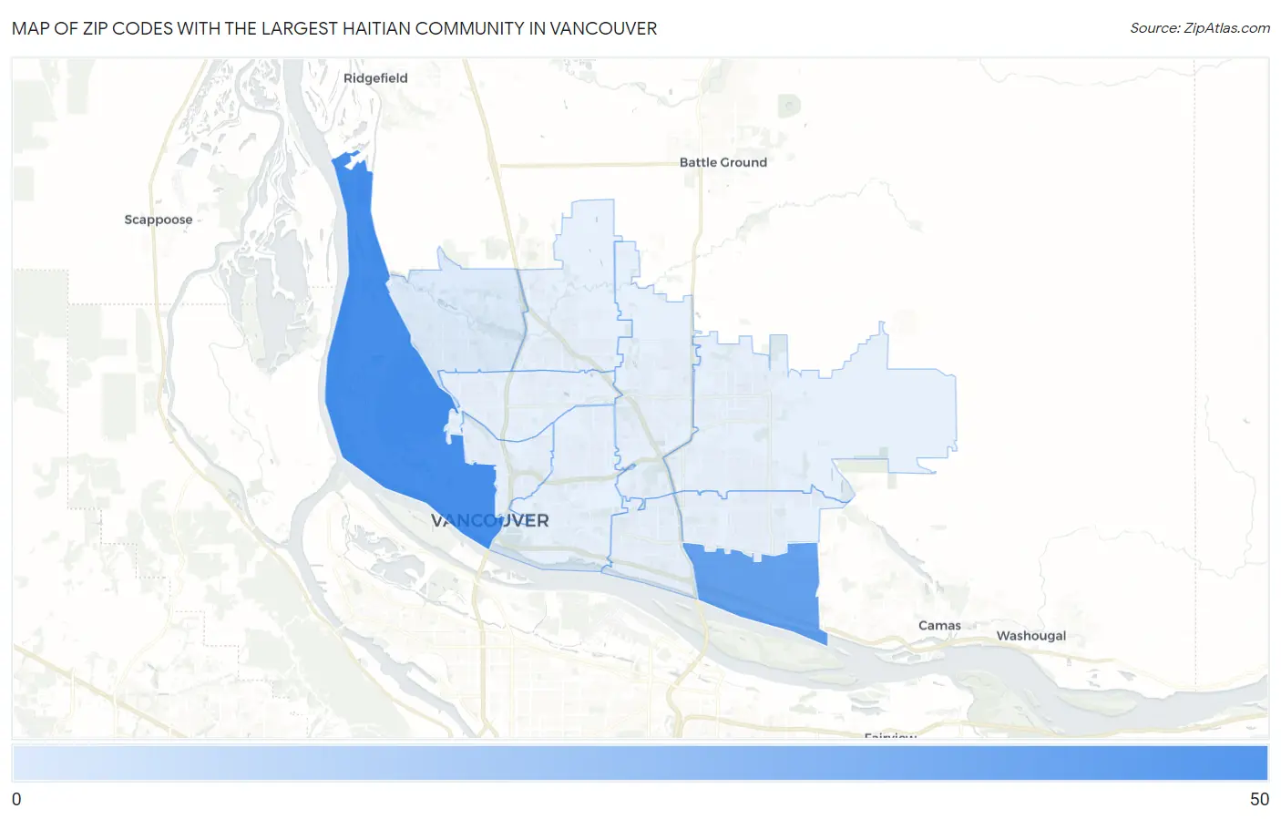 Zip Codes with the Largest Haitian Community in Vancouver Map