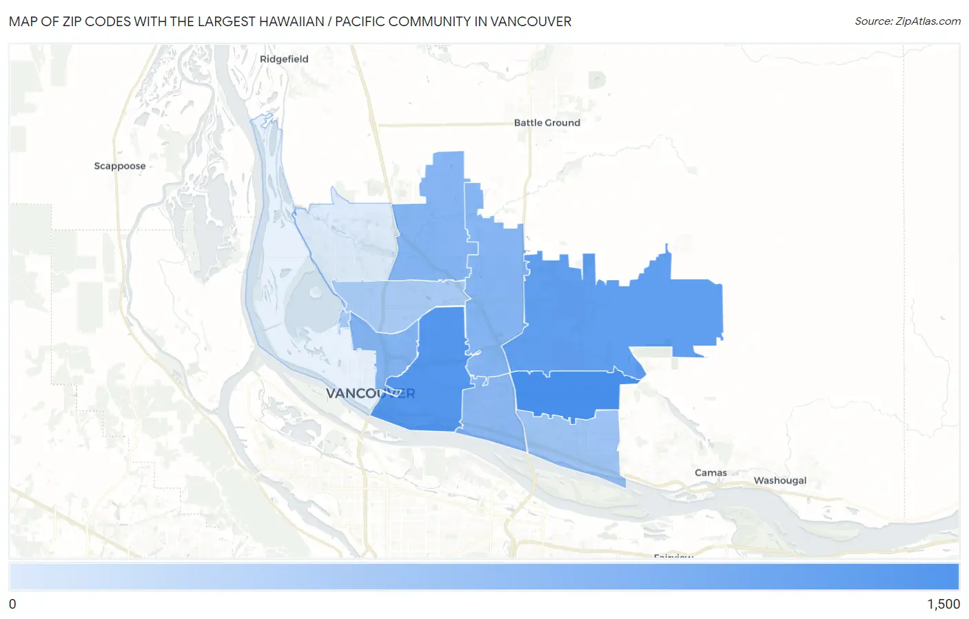 Zip Codes with the Largest Hawaiian / Pacific Community in Vancouver Map