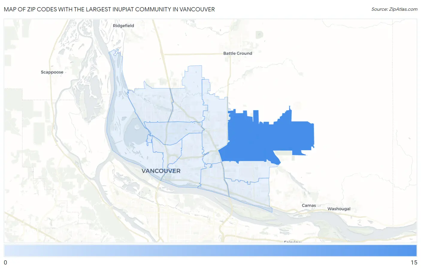 Zip Codes with the Largest Inupiat Community in Vancouver Map