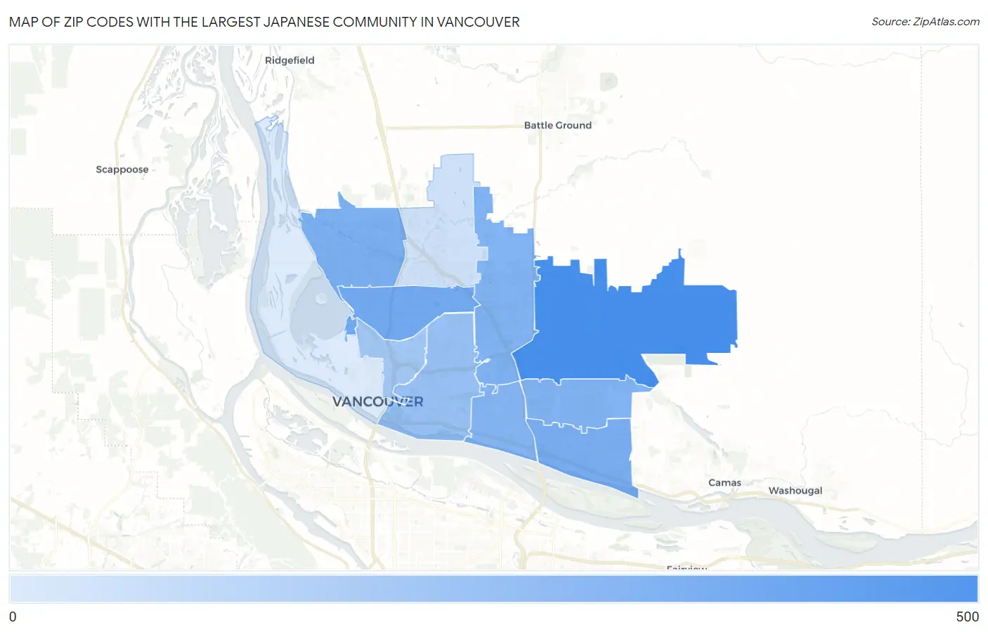 Zip Codes with the Largest Japanese Community in Vancouver Map