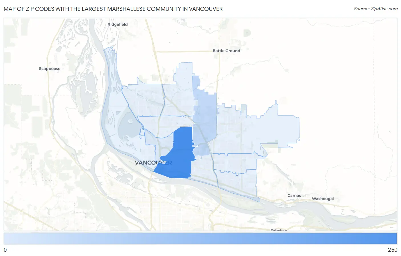 Zip Codes with the Largest Marshallese Community in Vancouver Map