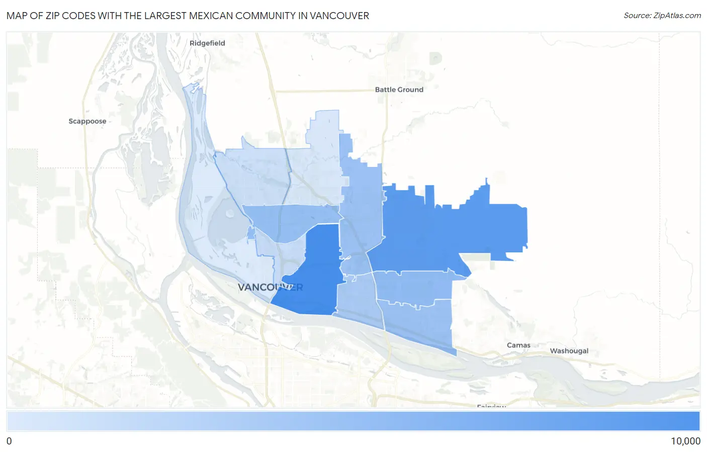 Zip Codes with the Largest Mexican Community in Vancouver Map