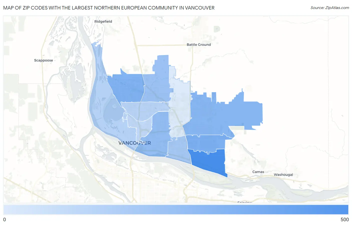 Zip Codes with the Largest Northern European Community in Vancouver Map
