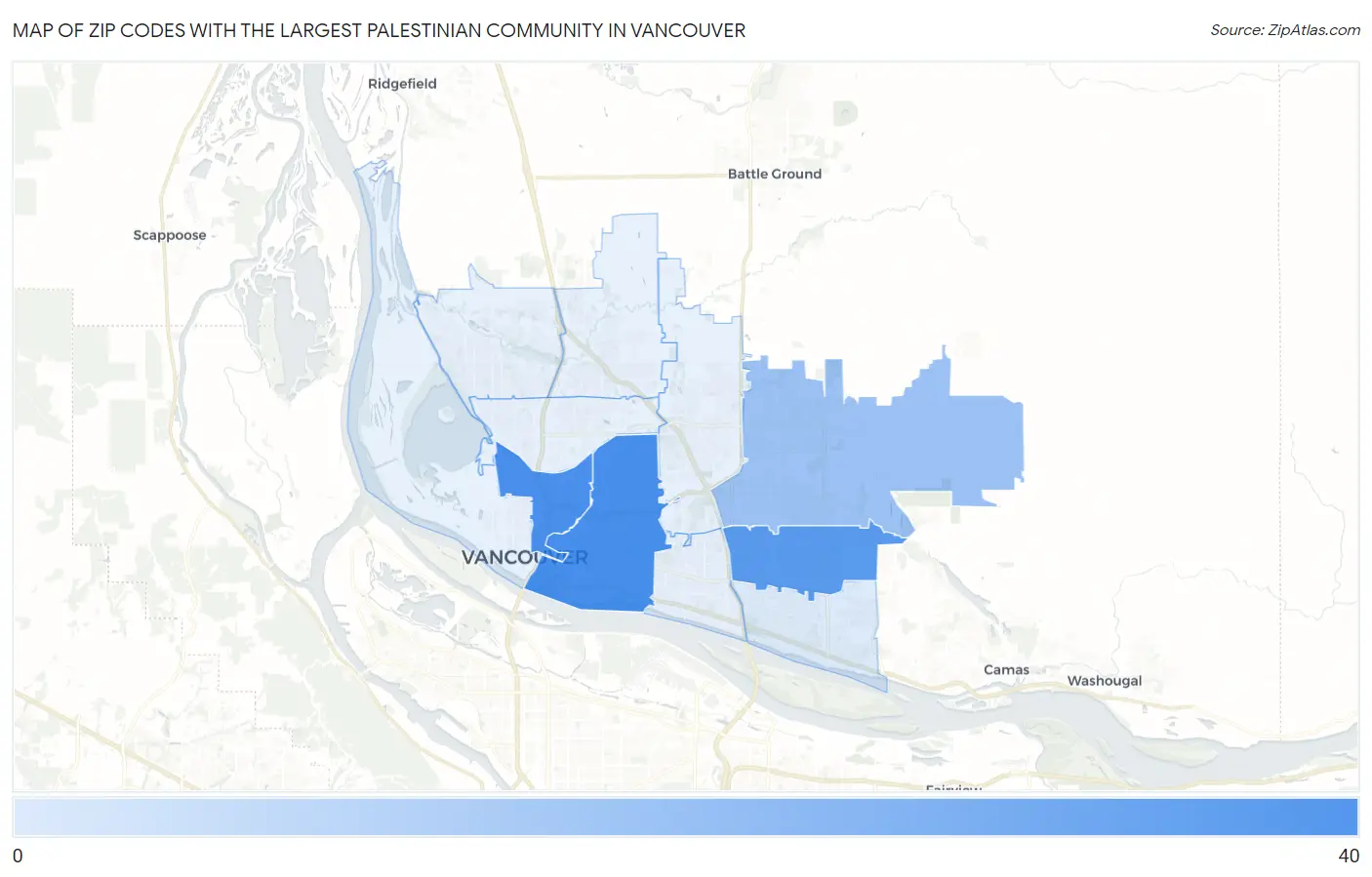 Zip Codes with the Largest Palestinian Community in Vancouver Map