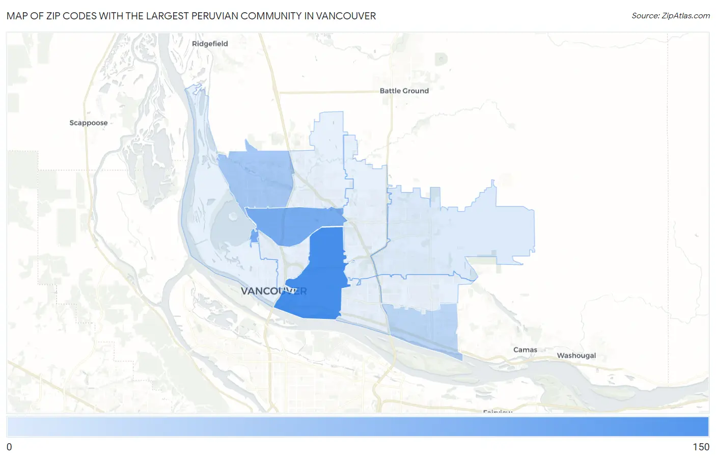 Zip Codes with the Largest Peruvian Community in Vancouver Map