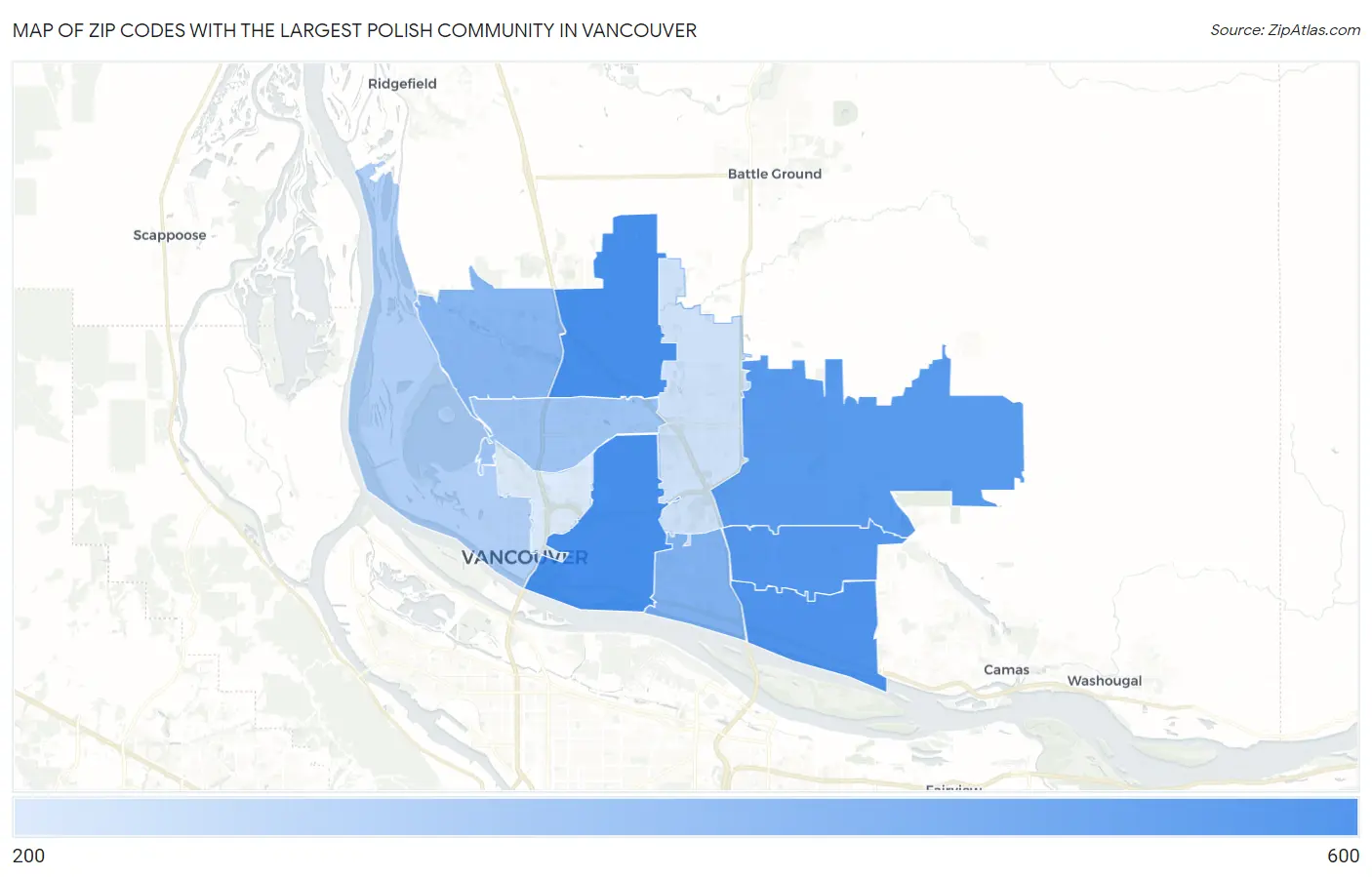 Zip Codes with the Largest Polish Community in Vancouver Map
