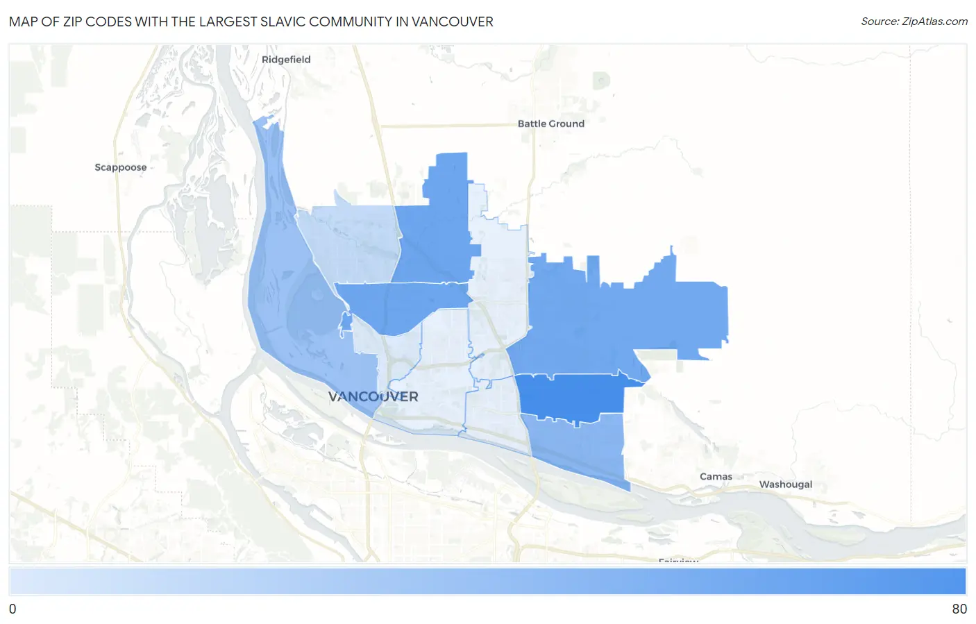 Zip Codes with the Largest Slavic Community in Vancouver Map
