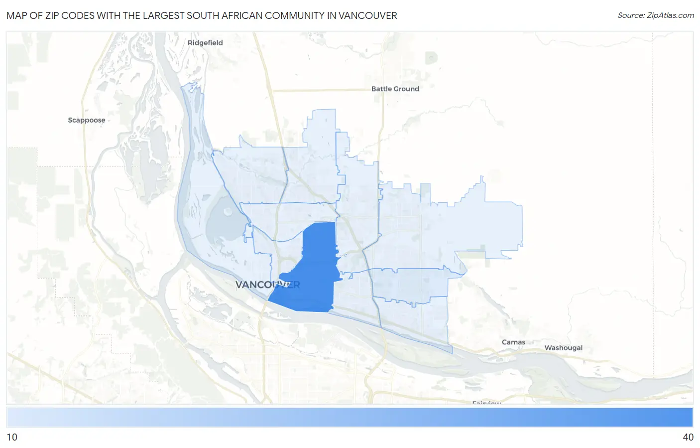 Zip Codes with the Largest South African Community in Vancouver Map
