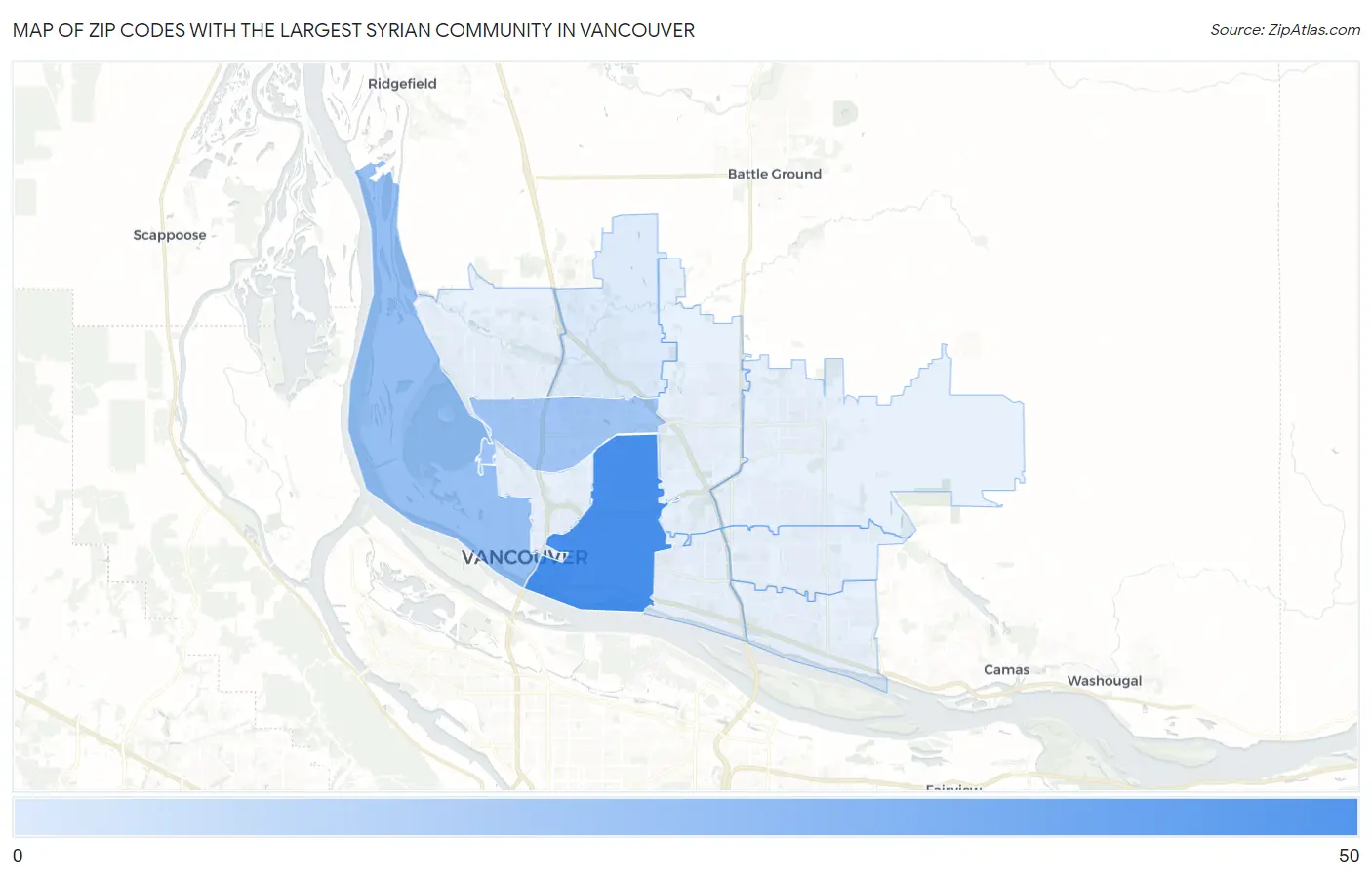 Zip Codes with the Largest Syrian Community in Vancouver Map