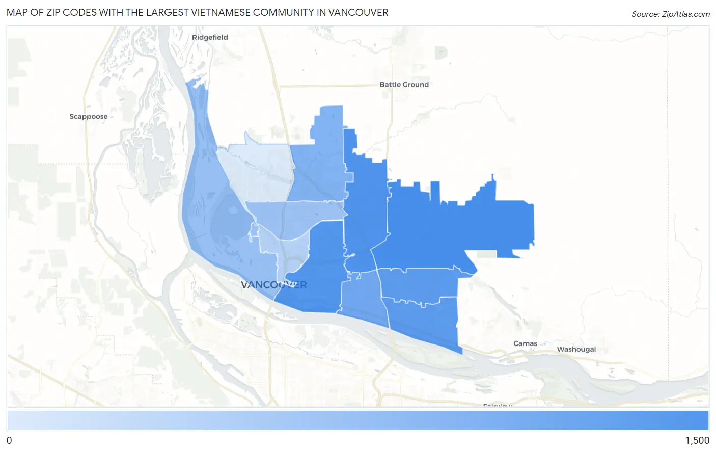 Zip Codes with the Largest Vietnamese Community in Vancouver Map